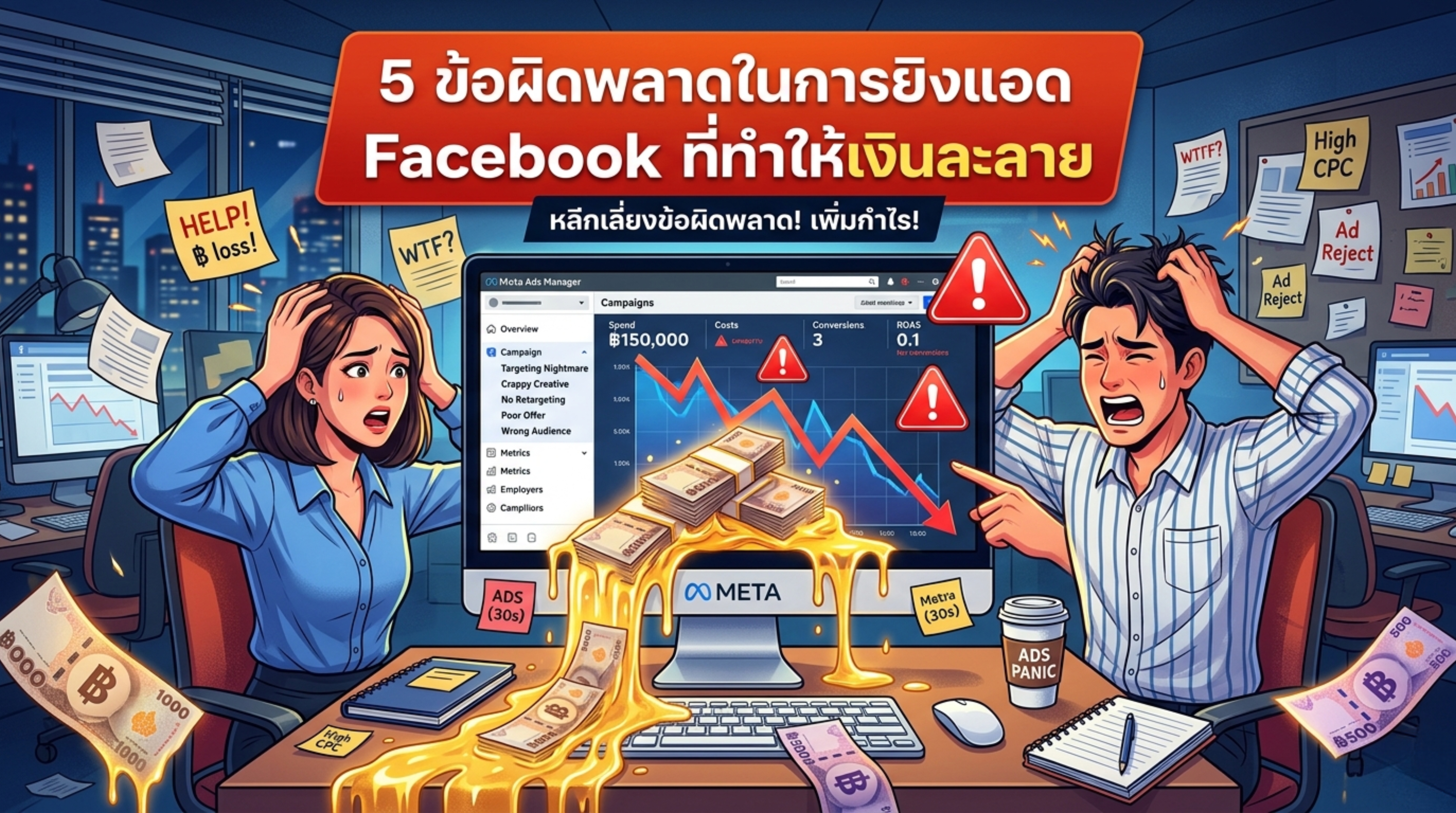 5 ข้อผิดพลาดในการยิงแอด Facebook ที่ทำให้เงินละลาย
